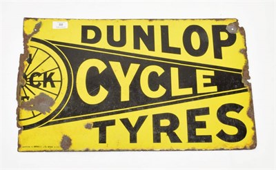 Lot 88 - A Double-Sided Enamel Advertising Sign, DUNLOP CYCLE TYRES (corroded), 35cm by 57cm