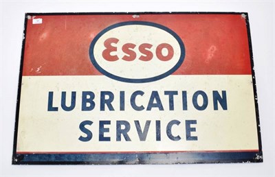 Lot 94 - A Single-Sided Metal Advertising Sign, ESSO LUBRICATION SERVICE, with six drill holes, 61cm by 92cm