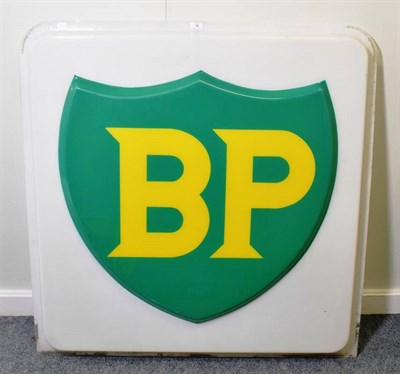 Lot 98 - A BP Perspex Advertising Sign, with yellow BP lettering on a green shield and white background,...