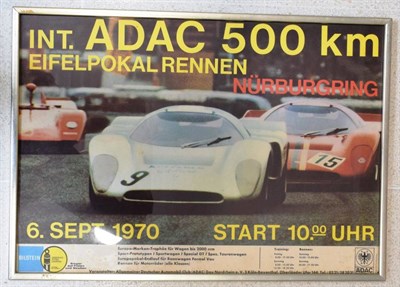 Lot 102 - A 1970's Original Advertising Poster, Int. Adac 500km Nürburgring 6th September 1970 Start Time 10