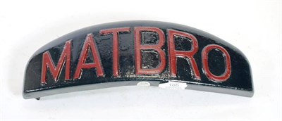Lot 105 - A Metal Cast Matbro Tractor Sign, repainted, the verso with one complete threaded bolt and two...