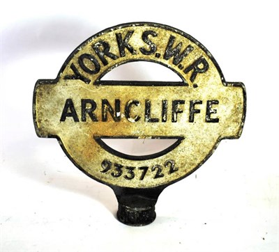 Lot 107 - A 1930/40 Post-Mounted Metal Road Sign, Arncliffe Yorks.W.R. No.933722, 46cm by 46cm