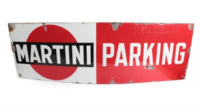 Lot 108 - A Red and White Enamel Single-Sided Advertising Sign, Martini Parking, stamped EMAILLERIE BELG...