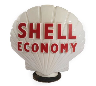 Lot 121 - A Shell Economy Opaque Glass Petrol Pump Globe, with red lettering, the base printed Hailware,...