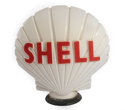 Lot 123 - A Shell Opaque Glass Petrol Pump Globe, with red lettering, the base stamped Hailware British Made