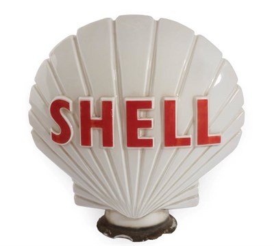 Lot 124 - A Shell Opaque Glass Petrol Pump Globe, with red lettering, the base stamped Hailware British Made