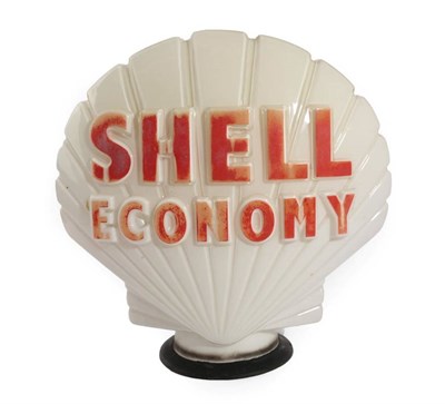 Lot 126 - A Shell Economy Opaque Glass Petrol Pump Globe, with rubber mounting flange, the neck stamped...