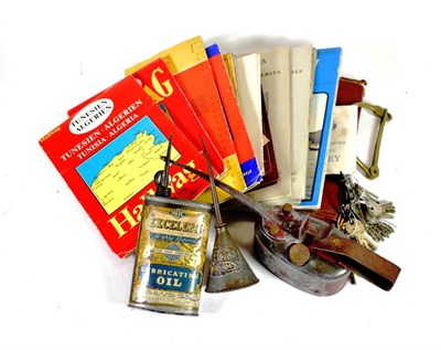 Lot 130 - A Quantity of Automobilia, to include a vintage oil can with traces of red paint, a vintage...
