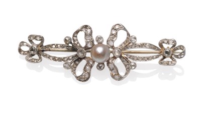 Lot 466 - A Split Pearl and Diamond Brooch, of multi bow form, the split pearl centres loops set with old and