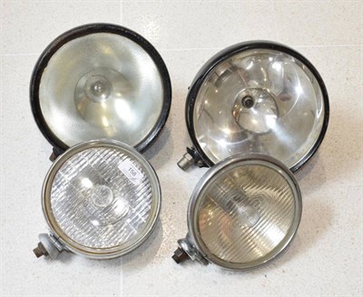 Lot 158 - A Pair of Lucas 7'' Chromed Headlamps; and A Pair of 1930's King-of-the-Road 9'' Car Headlamps (4)