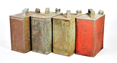 Lot 161 - Four Vintage 2 Gallon Petrol Cans, comprising two green painted SHELLMEX, a red painted SHELL...