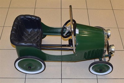 Lot 163 - A Child's Green Painted and Chromed Metal Pedal Car, as a 1939 motor car, with plastic moulded...