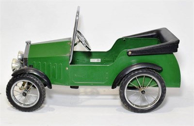 Lot 164 - A Child's Green Painted and Chromed Metal Pedal Car, modern, as a 1931 convertible car, with...