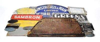 Lot 169 - Tractor Interest: Fifteen Assorted Cast and Pressed Metal Name Plates, to include an enamel...