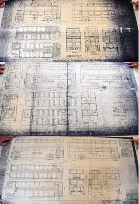 Lot 189 - London Transport: Three Blueprint Plans, for the arrangement of a 56 double seater omnibus, and...