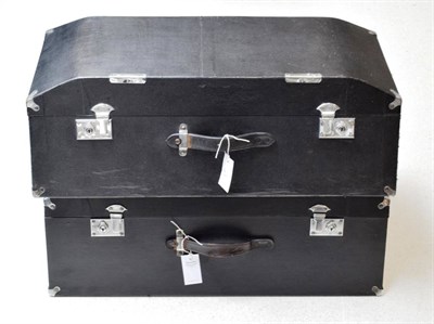 Lot 205 - A Pair of 1930's Brexton Hard Case Car Trunks, each with hinged lids, chromed clasps and...