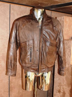 Lot 212 - A Gentleman's Brown Leather Jacket, labelled Nico, size S, with zip and press-stud fastening; and A