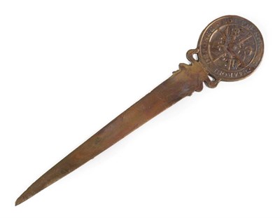 Lot 229 - De Dion Bouton: An Early 20th Century Double-Sided Bronze Letter Opener, the front decorated...