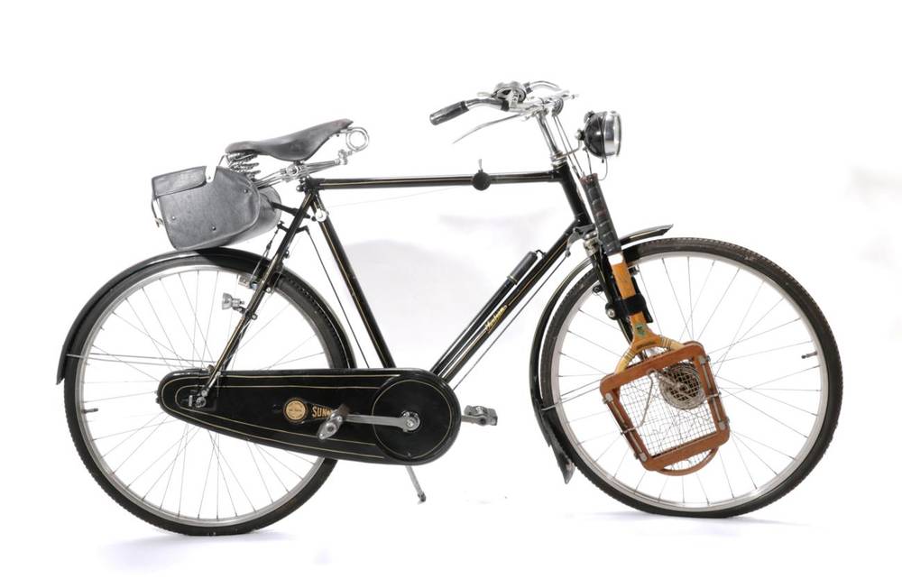 Lot 248 - A Vintage Sunbeam Bicycle, with black painted tubular frame stamped JOHN MARSTON,...