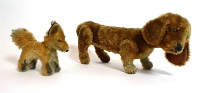 Lot 2000 - First Half 20th Century Steiff Jointed Dachshund, lacking ear button, with small boot button...