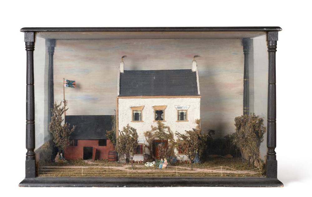 Lot 2003 - Victorian Miniature Display of Ivy House, Staindrop, a white painted two storey cottage,...