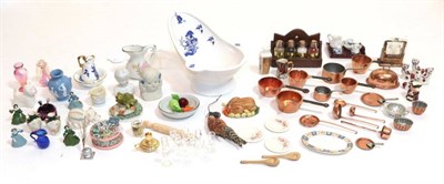 Lot 2011 - Assorted Modern Dolls House China and Accessories, including a cranberry glass decanter and...