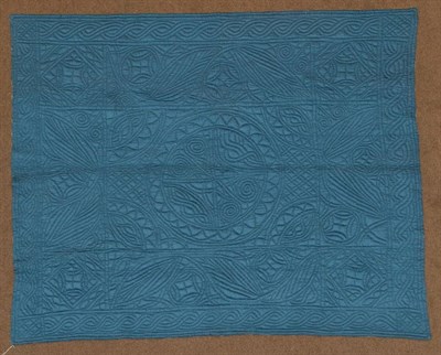 Lot 2047 - Circa 1920s Welsh Blue Cotton Whole Cloth Quilt, with Liberty floral print to the reverse, made...