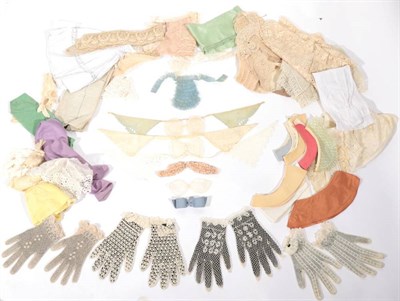 Lot 2058 - Assorted Mainly Early 20th Century Ladies Costume Accessories and Lace, including a pair of...