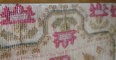 Lot 2076 - 19th Century Scottish Sampler, Worked by Janet Lawson, Aged 12, Dated 1848, with pink pansies...