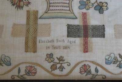 Lot 2079 - Early 19th Century Darning Sampler, Worked By Elizabeth Smith, Aged 14 Years, Dated 1814, worked in
