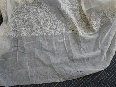 Lot 2091 - 19th Century Cream Silk Fitted Bodice, with long sleeves, woven cream trim and drops to the top...