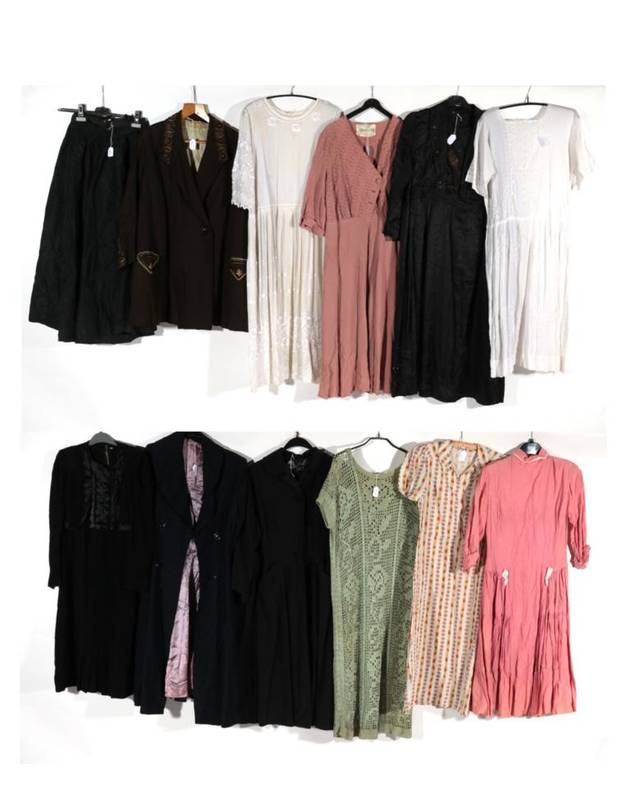 Lot 2102 - Assorted Circa 1900-30 Ladies Clothing, comprising a white cotton short sleeve day dress with...