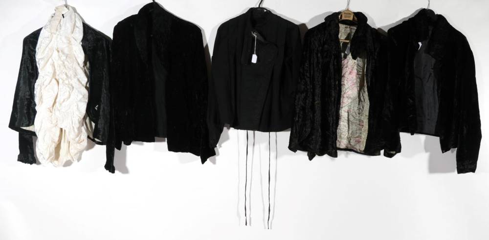 Lot 2120 - Circa 1920s/30s Velvet Evening Jackets comprising a black grosgrain long sleeved top with a...