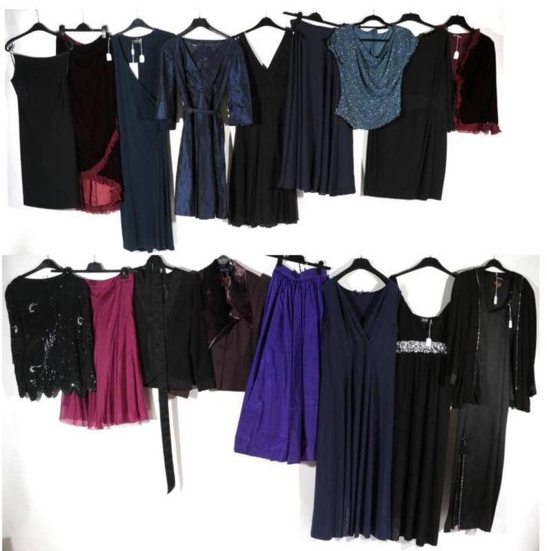 Lot 2164 - Group of Assorted Modern Ladies Evening Wear, comprising a Pearce Fionda black silk chiffon...