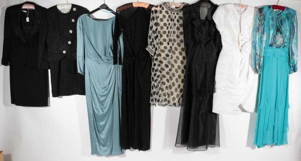 Lot 2170 - Assorted Modern Ladies Costume, comprising Escada black glittery sheer long sleeve dress,...
