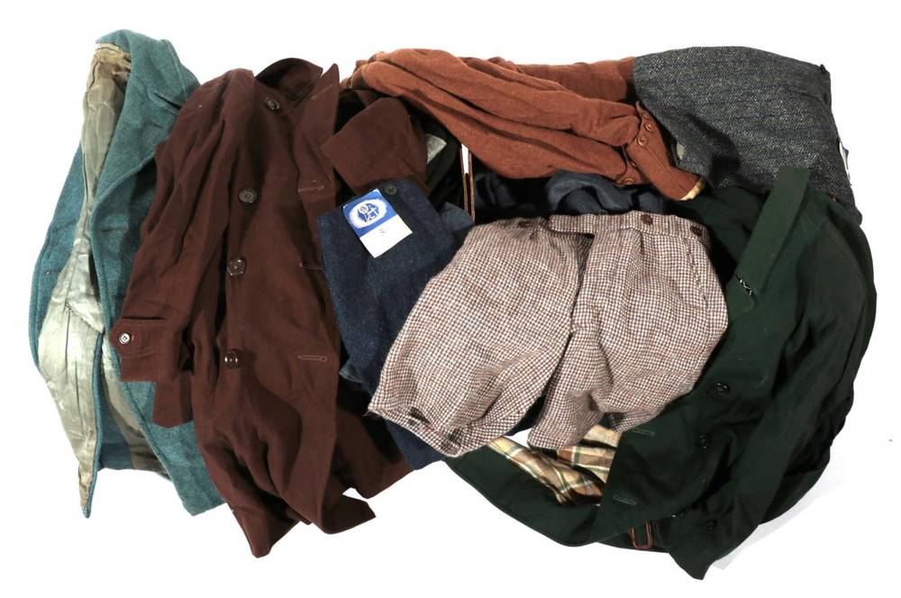 Lot 2183 - Assorted Circa 1940/40s Boys Clothing, including wool and tweed jackets, Scottish jackets,  shorts