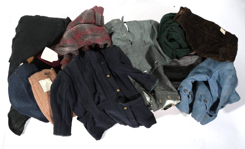 Lot 2184 - Assorted Circa 1940/50s Young Boys Clothing, including wool and tweed jackets, green gaberdine mac