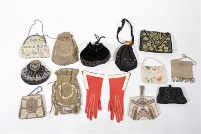 Lot 2191 - Assorted 19th Century and Later Evening Bags, comprising two Eastern style drawstring bags with...