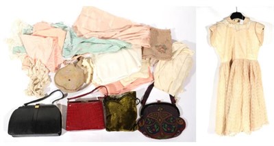 Lot 2194 - Mainly Early 20th Century Assorted Costume Accessories, including a girls cream lace mounted...