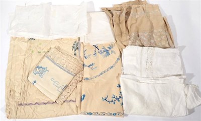 Lot 2221 - Chinese and Chinese Inspired Embroidered Textiles, including four white pina cloths with embroidery