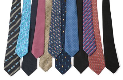 Lot 2242 - Eight Hermès Gentlemen's Silk Ties, and four others comprising Mulberry, Turnbull & Asser,...