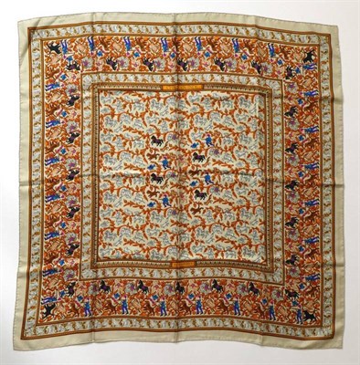 Lot 2251 - Hermès ''Chasse en Inde'' Silk Scarf, Designed By Michel Duchene, densely decorated with...