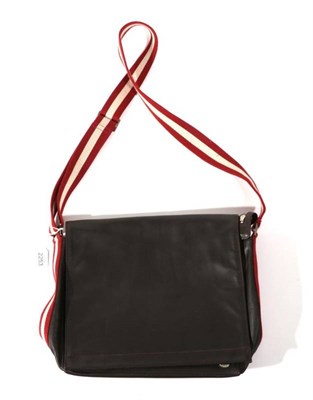 Lot 2253 - Gentleman's Bally Brown Leather Cross Body Bag, with red and white striped woven shoulder strap and