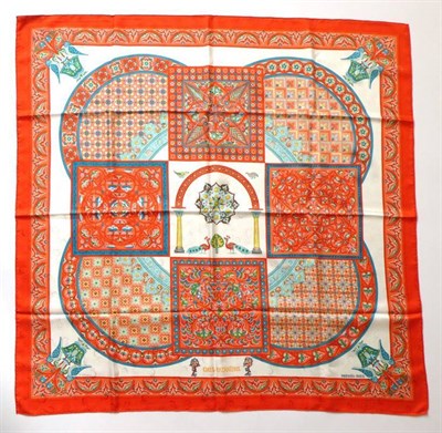 Lot 2258 - Hermès ''Ciels Byzantins'' Silk Scarf, Designed By Julie Abadie, decorated with peacocks and other