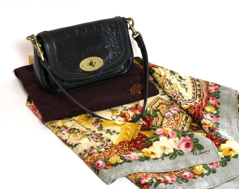 Lot 2261 - Mulberry Small Black Congo Leather Handbag, flap closure secured by signature brass 'postman's...