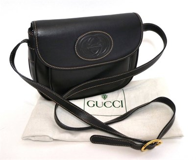 Lot 2273 - Gucci Chocolate Brown Leather Cross Body Bag, with contrasting brown stitched trim, the flap...