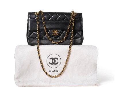 Lot 2306 - Chanel Black Quilted Lambskin Leather Handbag, Circa 1989-1991, with double chain weave...