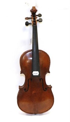 Lot 3002 - Violin 13 1/4'' two piece back, ebony fingerboard, with label 'Jacobus Stainer in absam prope...