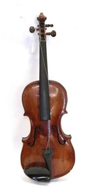Lot 3005A - Violin 13 7/8'' one piece back, no makers mark, has pencil inscription on inner back 'Repaired...