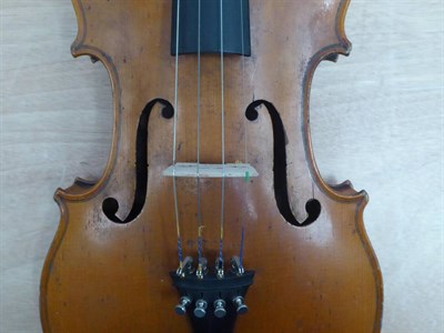 Lot 3006 - Violin 14 1/4'' one piece back, ebony fingerboard and tailpiece, with label 'F Breton Brevete M...